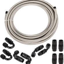 ANPART AN6 20Ft Braided Fuel Line Hose Stainless steel braided fuel gas pipe hose and AN6 10 pcs Swivel Hose End Fittings