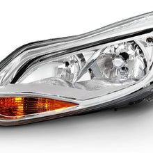 Fits 2012 2013 2014 Ford Focus 4Door Sedan Hatchback [Halogen Type] Chrome Trim Headlight Driver Left Replacement