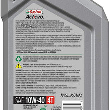 Castrol 06130 Actevo 10W-40 Part Synthetic 4T Motorcycle Oil - 1 Quart Bottle, (Pack of 6)