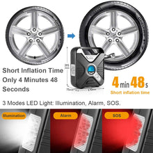 WindGallop Portable Air Compressor Tire Inflator Air Pump for Car Tires DC 12V Tire Pump with Gauge Valve Adaptors LED Light for Automobiles Bike Motorbike Basketball Inflatables (Silver)