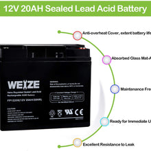 Weize 12V 20AH Lead Acid Battery Replace UB12200 FM12200 6fm20 EXP12200 12V 20AH 22AH Batteries