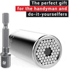 Universal Socket Grip (7-19mm) Multi-Function Ratchet Wrench Power Drill Adapter 2pc Set - Great Gift for DIY Handyman