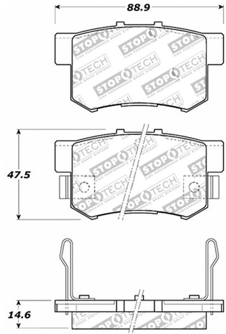 StopTech 308.05370 Street Brake Pads; Rear with Shims and Hardware