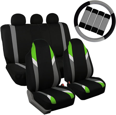 FH Group FB113113 Supreme Modernistic Seat Covers (Green) Full Set with Gift – Universal Fir for Cars, Trucks & SUVs