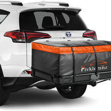 FIVKLEMNZ Car Cargo Carrier Bag, 20 Cubic Feet Waterproof Hitch Tray Cargo Carrier with 6 Reinforced Straps Suitable for All Vehicle with Steel Cargo Basket (59" 23" 23")