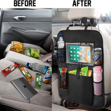 KNGUVTH Backseat Car Organizer Kick Mats, Car Seat Back Protectors with Clear 10" Tablet Holder + 5 Storage Pockets Back seat Organizer for Kids Toy Bottle Drink Vehicles Travel Accessories (2 Pack)