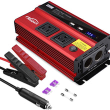 Maxpart 1000W Power Inverter Truck/RV Inverter 12V DC to 110V AC Converter with Dual AC Outlets 2.4A USB and Dual 12V Car Cigarette Lighter Modified Wave Inverter