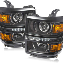 For 14-16 Chevy Silverado 1500 LED Projector Black Len Pair Headlights Headlamps Reflector