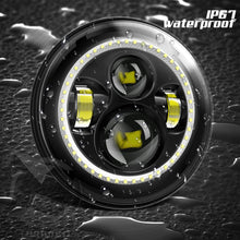 TURBO SII 7inch Round Halo LED Headlights White DRL Amber Turn Signal Light for H6024 1997-2018 TJ LJ JK JKU Unlimited Sahara Sport Hummer H2 H1 Rubicon Mazda Miata Land Rover Defender | DOT Approved