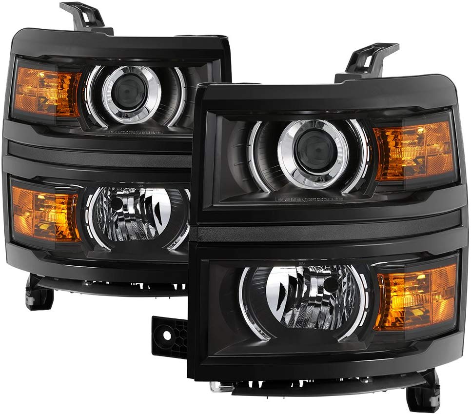 Jdragon for Chevy 14-15 Silverado 1500 Black Replacement Projector Headlights LT LTZ WT