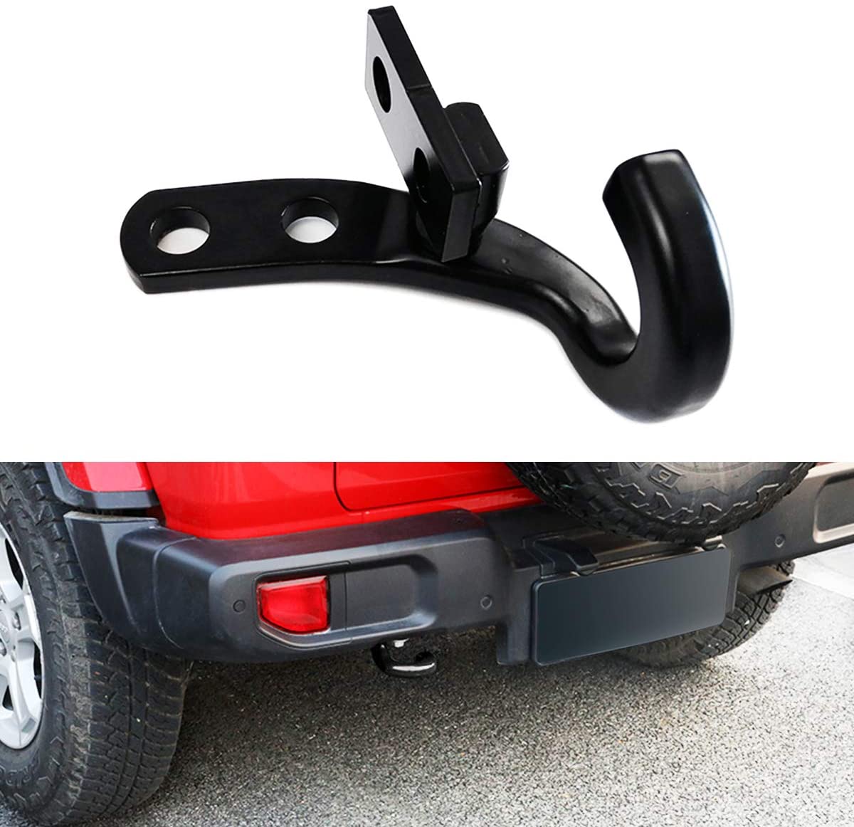 XBEEK Left Rear Tow Hook for 2018 2019 2020 Jeep Wrangler JL JLU (Black) (Black)