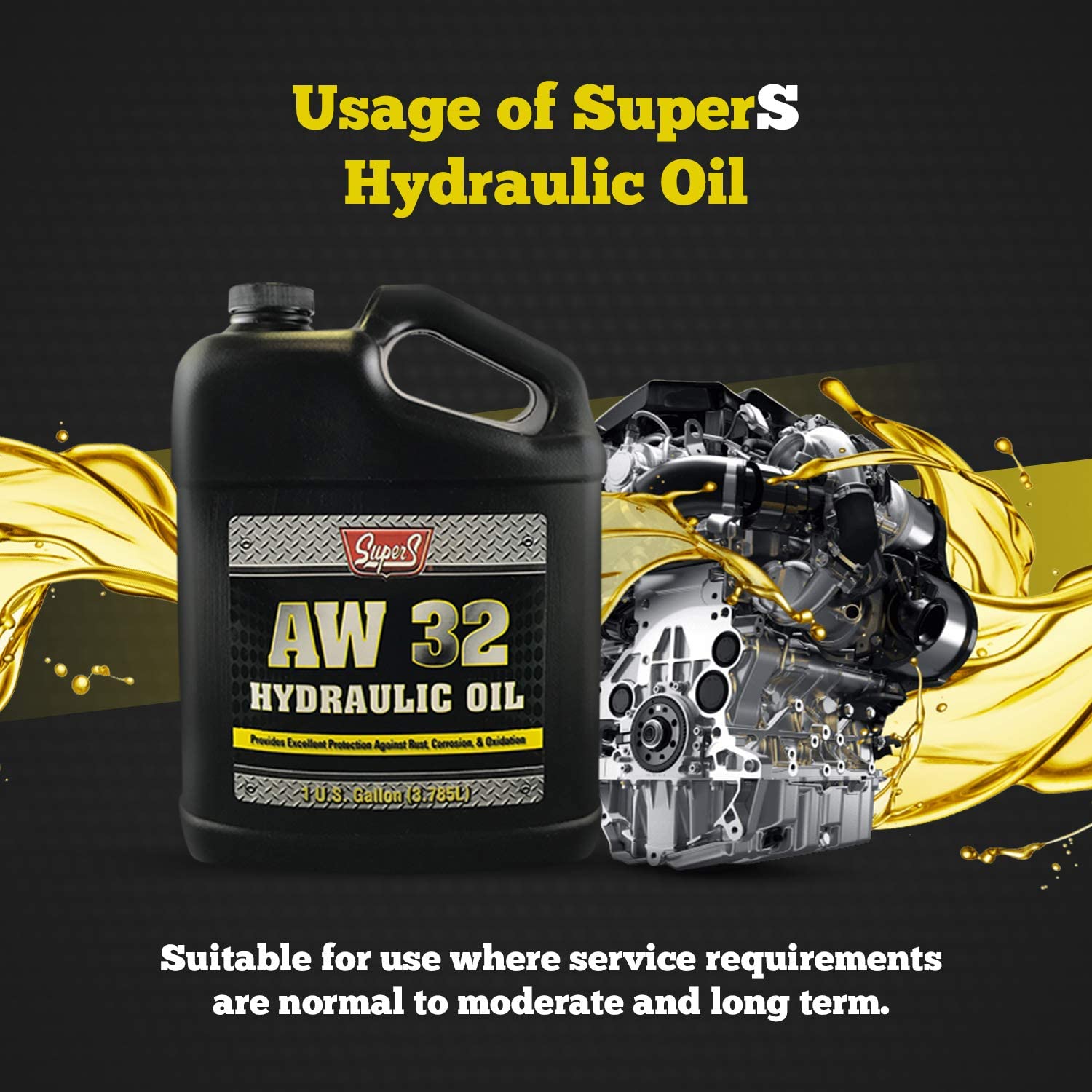 SuperS S Anti-Wear AW32 Hydraulic Oil for Log & Wood Splitters, Gear & Compressor Oil- Rust & Corrosion Protection- 1 Gallon