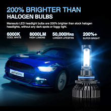 Marsauto 9005 LED Headlight Bulbs 6000K 8000LMs HB3 High Beam Cool White Light Bulbs Replacement for Halogen 2 Pack