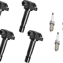ENA Ignition Coil and Spark Plug Set of 4 Compatible with Honda Civic L4 1.8L Only 2006 2007 2008 2009 2010 2011 UF582 C1580 1788393 RNAA01 IC662