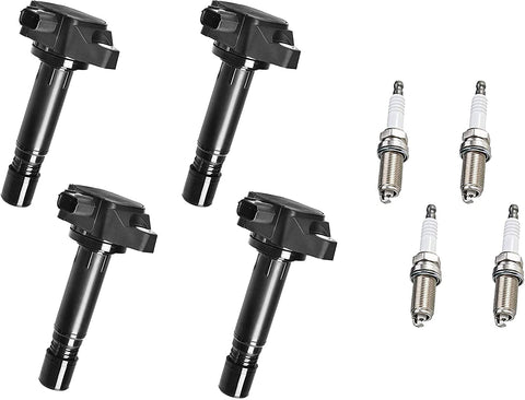 ENA Ignition Coil and Spark Plug Set of 4 Compatible with Honda Civic L4 1.8L Only 2006 2007 2008 2009 2010 2011 UF582 C1580 1788393 RNAA01 IC662