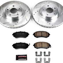 Power Stop K1124 Front Brake Kit with Drilled/Slotted Brake Rotors and Z23 Evolution Ceramic Brake Pads,Silver Zinc Plated