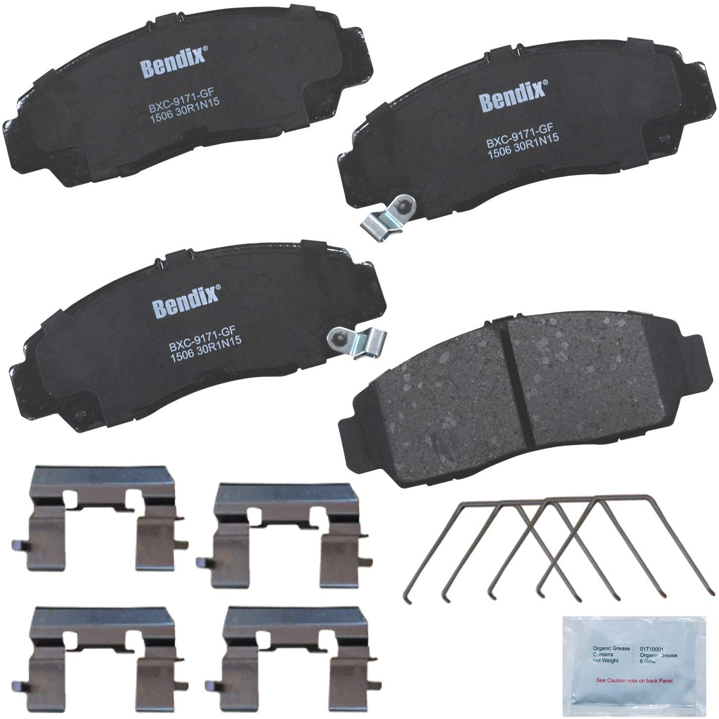 Bendix Premium Copper Free CFC1506 Premium Copper Free Ceramic Brake Pad (with Installation Hardware Front)