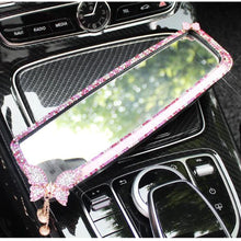LuckySHD Car Rear View Mirror with Crystal Diamond Butterfly - Pink