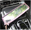 LuckySHD Car Rear View Mirror with Crystal Diamond Butterfly - Pink