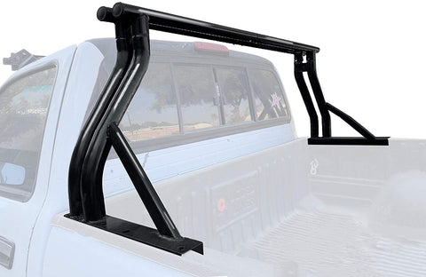 TMS Universal Extendable Roll Bar for Pickup Truck Sport Bar Double Rack Matte Black Steel