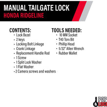 POPNLOCK LLC PL6250 Tailgate Locks Tailgate Handle, Manual - Direct-Fit Black Plastic