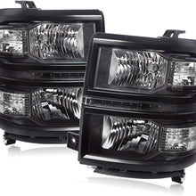 For 14-16 Chevy Silverado 1500 LED Black Housing Pair Headlights Headlamps Clear Reflector Lamp