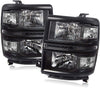 For 14-16 Chevy Silverado 1500 LED Black Housing Pair Headlights Headlamps Clear Reflector Lamp