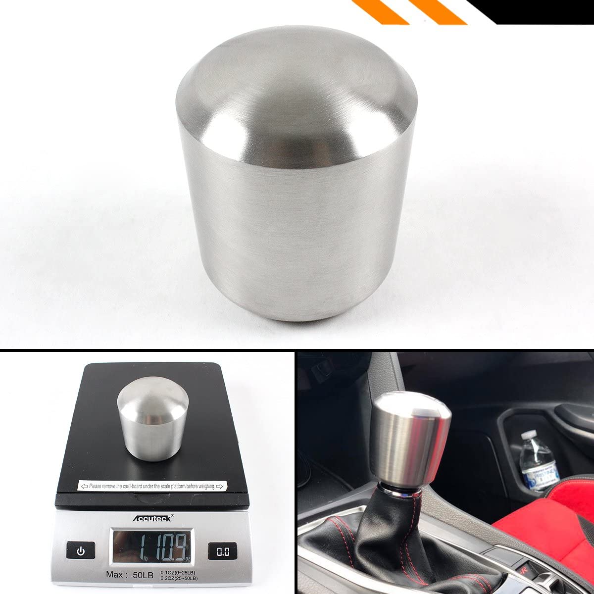 Cuztom Tuning 1LB Premium Cylinder Stainless Steel Manual/Automatic Transmission Heavy Weighted Shifter Gear Shift Knob Selector