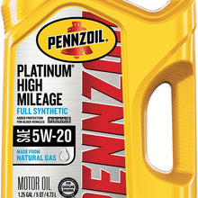 Pennzoil Platinum High Mileage Full Synthetic 5W-30 Motor Oil for Vehicles Over 75K Miles (5-Quart, Single-Pack)
