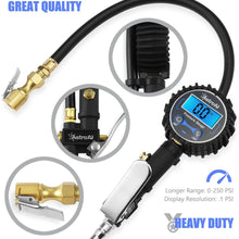 AstroAI ATG250 Digital Tire Inflator with Pressure Gauge, 250 PSI Air Chuck and Compressor Accessories Heavy Duty with Rubber Hose and Quick Connect Coupler for 0.1 Display Resolution