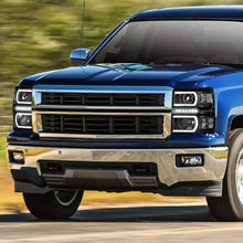 U-Strip LED DRL Projector Headlight Assembly Compatible with Chevy Silverado 14-15 Headlamps with Clear Corner Black