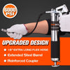REXBETI Grease Gun, Pistol Grip Grease Gun Set with 18 Inch Flex Hose, Heavy Duty Steel Barrel, 2 Reinforced Coupler Included