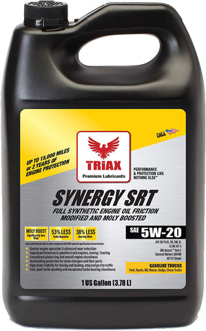 Triax 5W-20 Synergy SRT Full Synthetic - API SN Licensed - Friction Modified, Pre-Boosted for Viscosity Stability, Long Drain (1 Gallon)