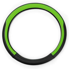 FH Group FH2009 Geometric Chic Genuine Leather Steering Wheel Cover (Green) – Universal Fit for Cars Trucks & SUVs