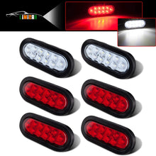 LIMICAR 4 RED 2 White 6" Oval LED Trailer Tail Lights Kit 10-LED Stop Turn Brake Reverse Back UP Marker Tail Light for Truck Trailer Trail Bus RV Jeep 2 Pack