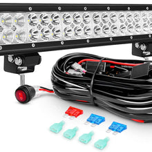 Nilight LED Light Bar 20Inch 126W Spot Flood Combo Led Off Road Lights with 16AWG Wiring Harness Kit-2 Lead, 2 Years Warranty (126W Lights + Wiring Harness)