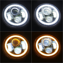 7" LED Headlights Bulb with White Halo Angel Eye Ring DRL & Amber Turn Signal Lights for Jeep Wrangler JK LJ CJ Hummer H1 H2