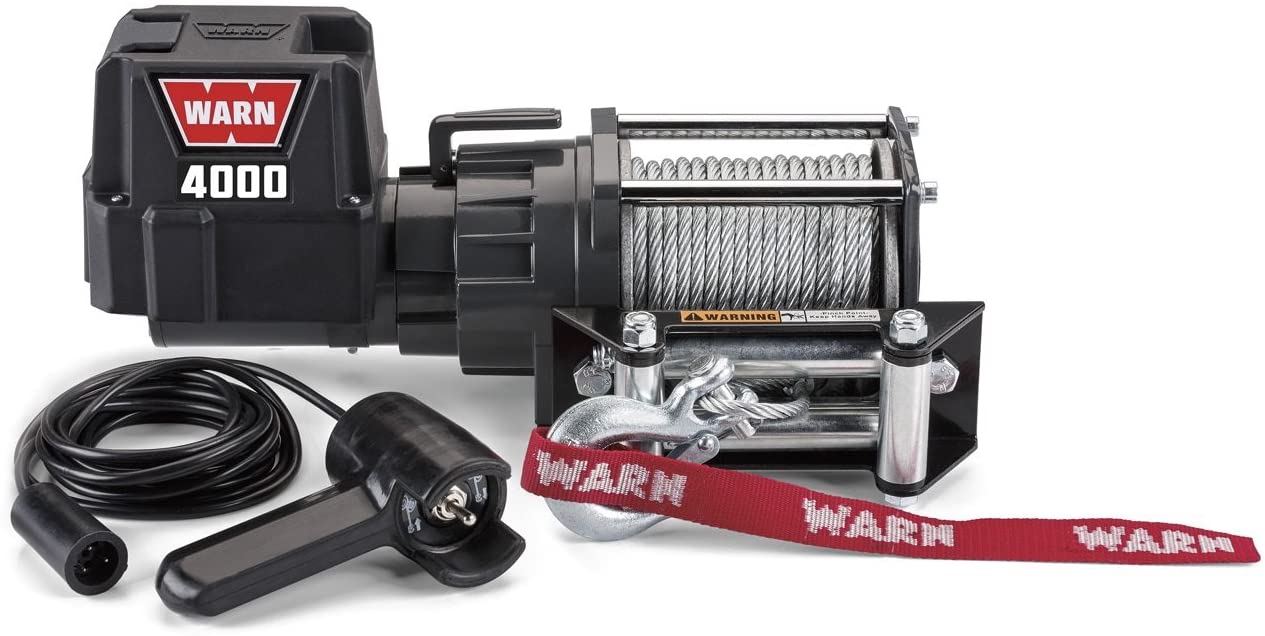 WARN 92000 Vehicle Mounted 2000 Series 12V DC Electric Utility Winch with Steel Cable: 1 Ton (2,000 lb) Pulling Capacity