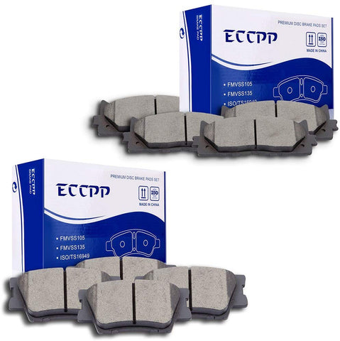 Brake Pads, ECCPP 8pcs Full Set Ceramic Disc Brake Pad Kits for 2013 Lexus ES300h,2007-2013 Lexus ES350,2008-2015 Toyota Avalon,2007-2016 Toyota Camry,Front+Rear