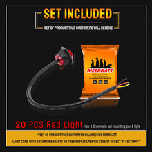 Meerkatt (Pack of 20) 3/4 Inch Small Red 3 Diodes Round Side Marker Clearance Lamp Parking Brake LED Bullet with Grommets for Van RV Bus Trailer Lorry Truck ATV Jeep 12V DC Long Lasting Lights 3led-HL