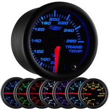 GlowShift Black 7 Color 260 F Transmission Temperature Gauge Kit - Includes Electronic Sensor - Black Dial - Clear Lens - for Car & Truck - 2-1/16" 52mm