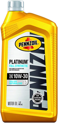 Pennzoil Platinum Full Synthetic Motor Oil 10W-30 - 1 Quart (Case of 6)