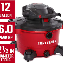 CRAFTSMAN CMXEVBE17606 12 gallon 6 Peak Hp Wet/Dry Vac with Detachable Leaf Blower, Portable Shop Vacuum with Attachments