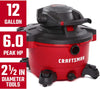 CRAFTSMAN CMXEVBE17606 12 gallon 6 Peak Hp Wet/Dry Vac with Detachable Leaf Blower, Portable Shop Vacuum with Attachments