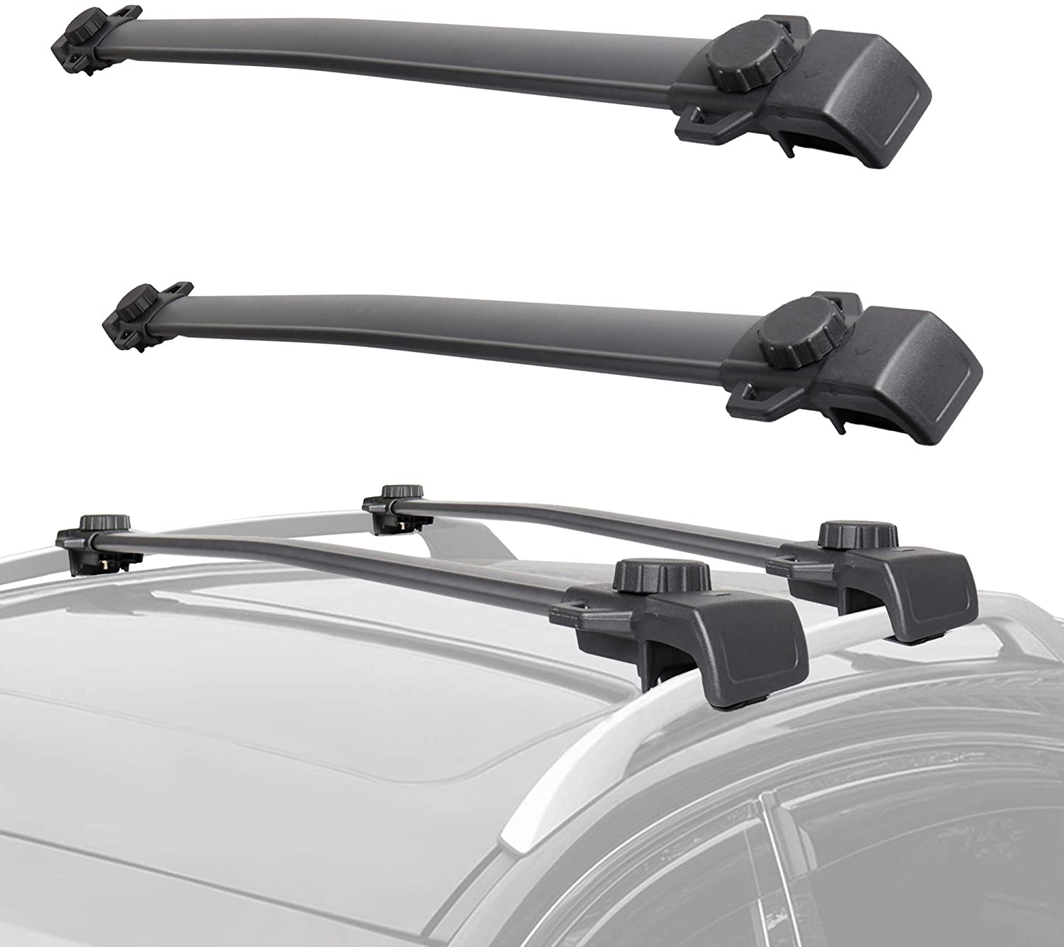 MOSTPLUS Roof Rack Cross Bar Rail Compatible with 2014-2018 Jeep Renegade Cargo Racks Rooftop Luggage Canoe Kayak Carrier