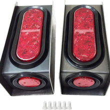 2 Steel Trailer Light Boxes w/6" LED Oval Tail Lights & 2" LED Red Round Side Lights w/Wire connectors