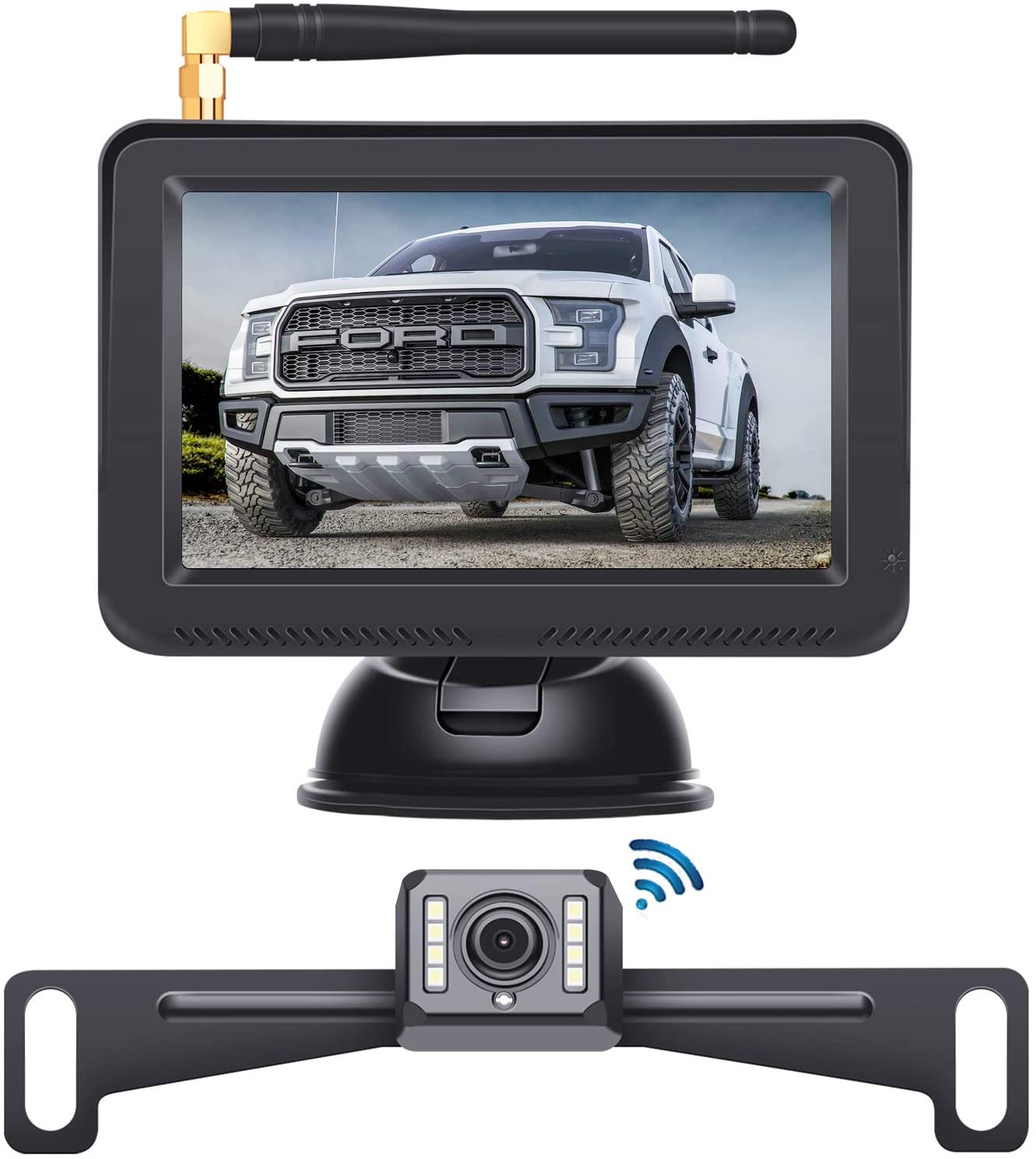 B-Qtech Digital Wireless Backup Camera, 5'' LCD Monitor and IP68 Waterproof Wireless Rear View Camera for Truck, Cars,Trailer (Digital Signal Camera)