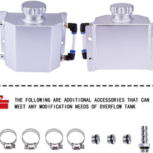 PowerRun Universal 1L Radiator Coolant Overflow Tank,Recovery Coolant Bottle,Polished Aluminum(Silver)