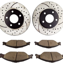 Atmansta QPD10030 Front Brake kit with Drilled/Slotted Rotors and Ceramic Brake pads for 1999 2000 2001 2002 2003 2004 Ford Mustang GT & Base