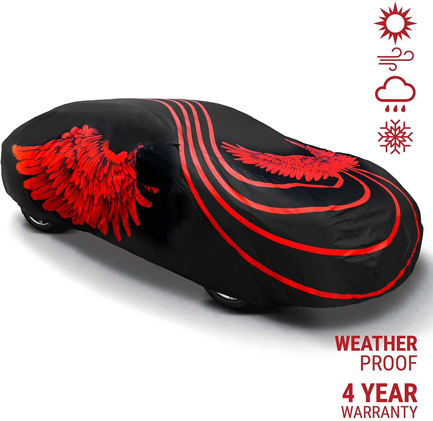 Sedan or SUV Car Cover Waterproof All Weather Protection | Luxury Car Accessory | 4 Years Warranty | Indoor and Outdoor | Unique Design | Universal Fit for Standard +Full Sedans, SUV Compact + Midsize